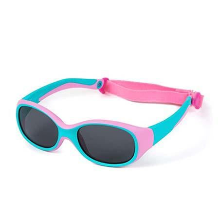 gafas de sol infantiles con goma color rosa y azul turquesa