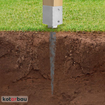 Base fijación de pérgola para mástil cuadrado clavado en superficie blanda de Kotarbau