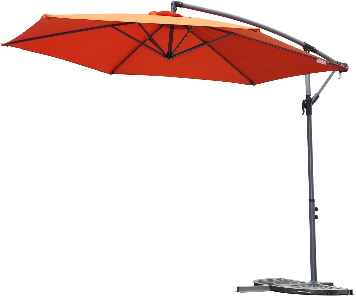 Sombrilla Excéntrica con Manivela para Patio Exterior, Grande y Estable. Color terracota. Angel Living 3M