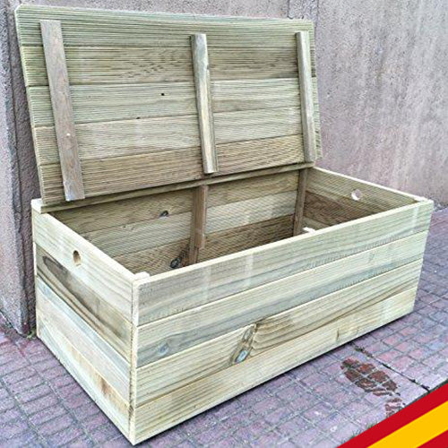Baúl Banco de Madera tratada para el Exterior. Totalmente Montado: 60x30x30 cm. AD servicios | maxjardin