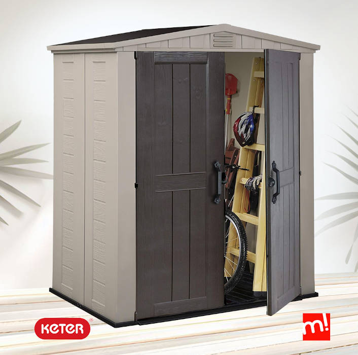 Caseta de herramientas para jardín Factor 6x3 Marrón y Beige con escuadra y suelo incluidos. Keter | maxjardín