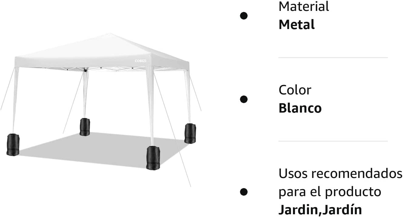 Características de la Carpa cenador3x3m Plegable Impermeable 4 Paredes, Protección UV 50+, Ajustable en Altura. Modelo en color azul. COBIZI