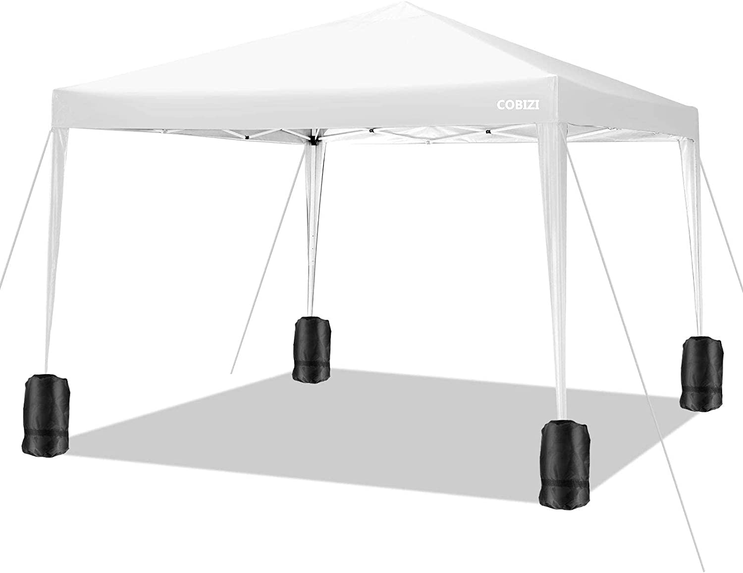 Carpa cenador3x3m Plegable Impermeable 4 Paredes, Protección UV 50+, Ajustable en Altura. Modelo en color blanco COBIZI