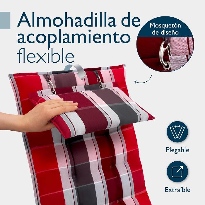 Detalle de la almohada del cojín a rayas rojas. Beautissu | maxjardin