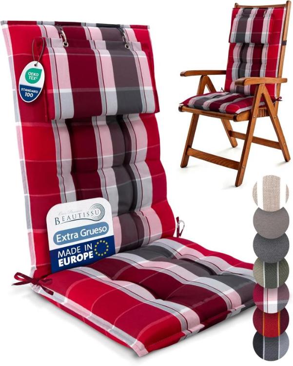 Detalle de la almohada del cojín a rayas rojas y colores disponibles Beautissu | maxjardin