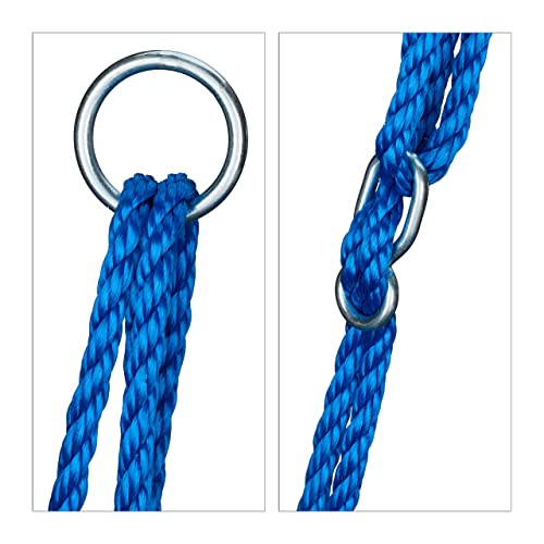 Detalle de las argollas del columpio nido azul y negro disponible en 4 colores más sobre fondo blanco Relaxdays