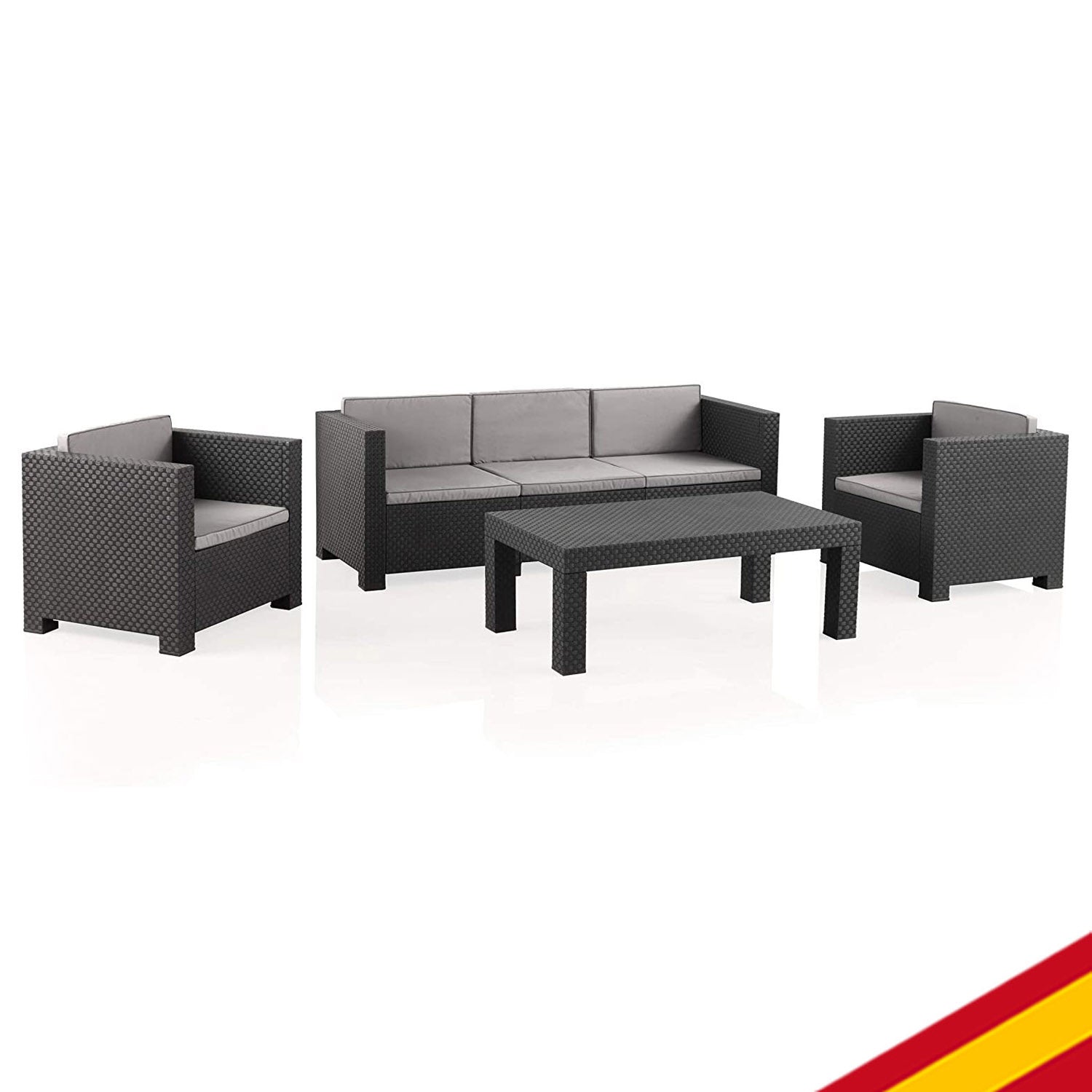 Conjunto de Muebles de Jardín Diva Tropea Color Antracita | Fabricado en España con Materiales Reciclados. Shaf