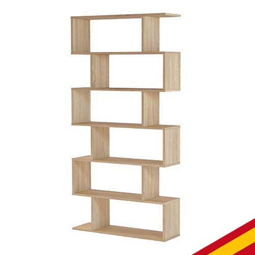 Estantería decorativa de Salón o Comedor Athena. Acabado Color Roble Canadian, Medidas: 192 x 80 x 25 cm. Habitdesign