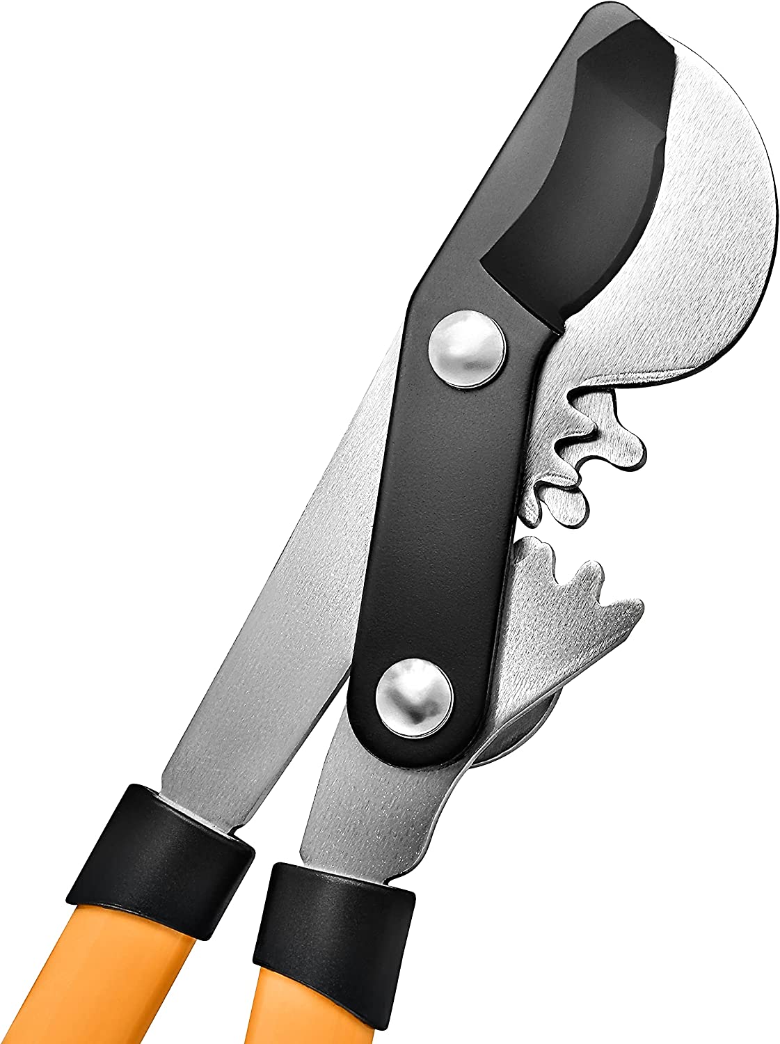 Detalle de la Tijera de podar a 2 Manos T-Rex 76cm Cortarramas hasta Ø 5cm. Hoja Bypass 67mm. con Doble Engranaje. GRÜNTEK