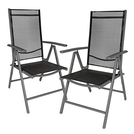 Juego de Aluminio 2 Sillas de jardín plegable con reposabrazos disponible en diferentes colores y diversas cantidades - Antracita | 2 Sillas | no. 401633. TecTake