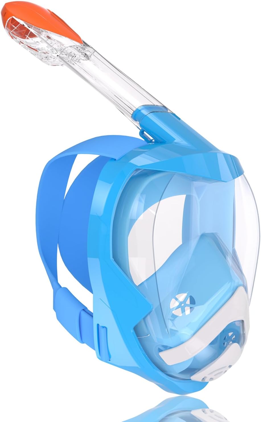 Máscara de buceo y snorkel con diseño de cara completa compatible con GoPro azul para adultos y niños Flyboo