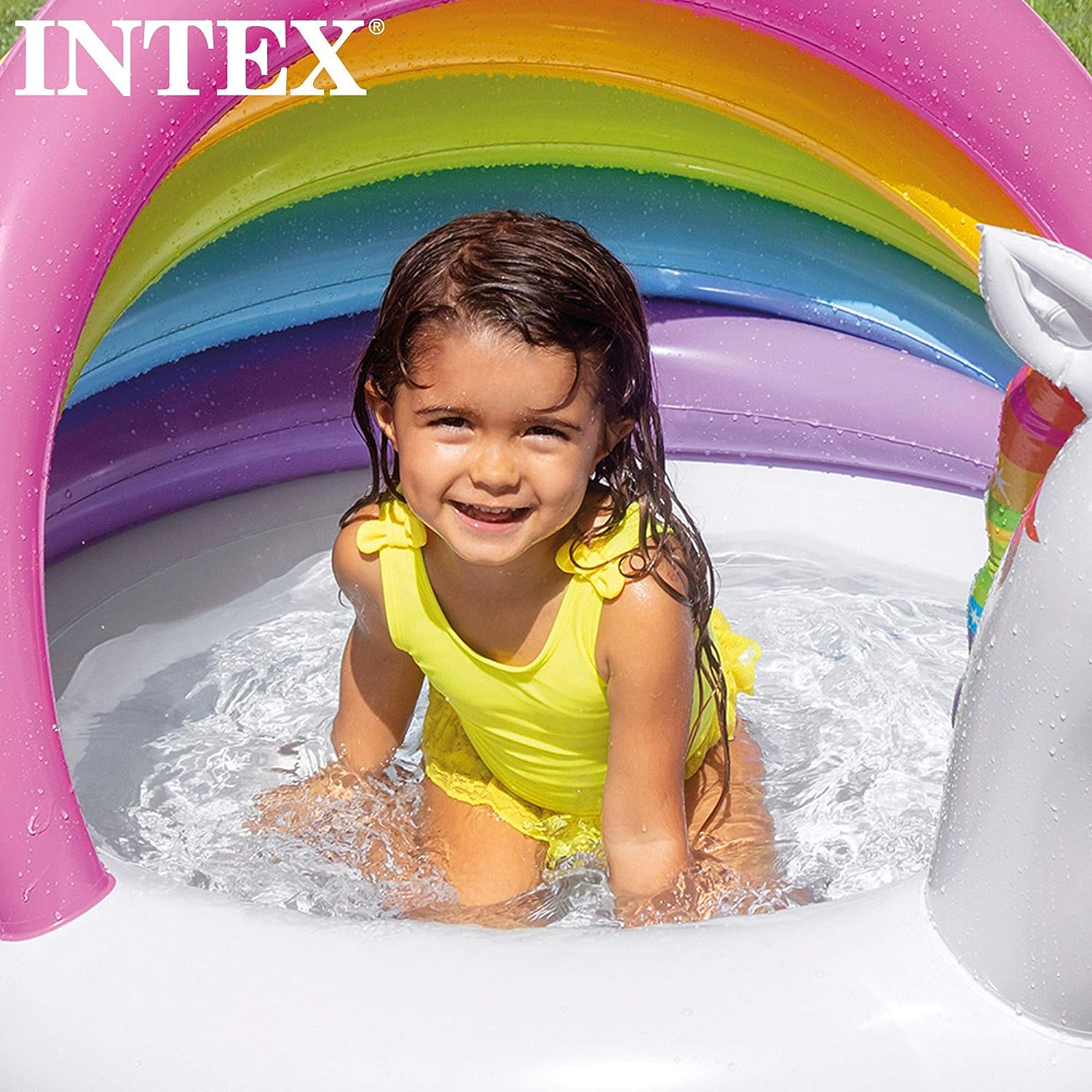Piscina hinchable unicornio, caracol, pez 127x102x69 cm, 45 litros. Intex