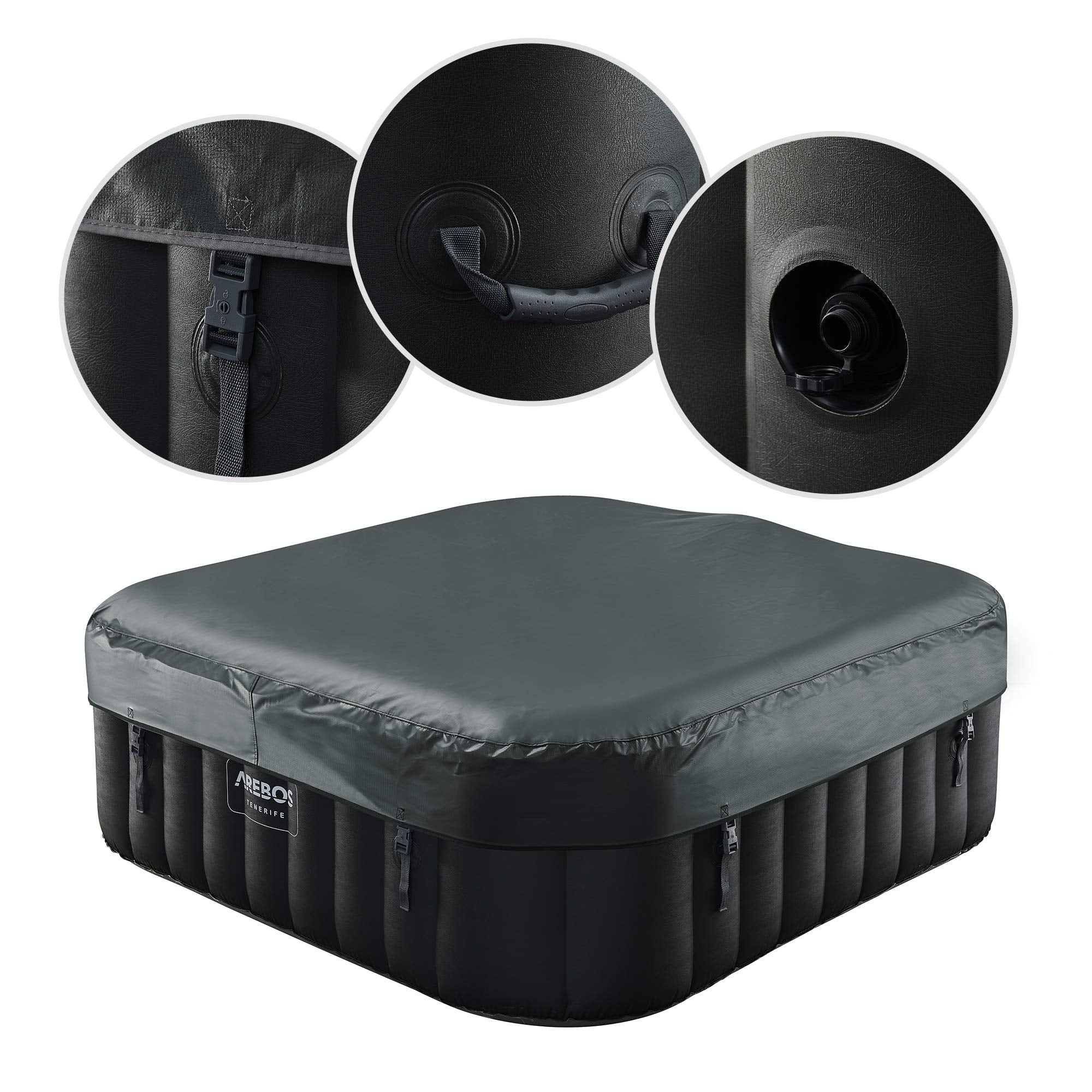 Detalle de la cubierta y detalles para el SPA Hinchable Whirlpool de 185x185cm sobre fondo blanco