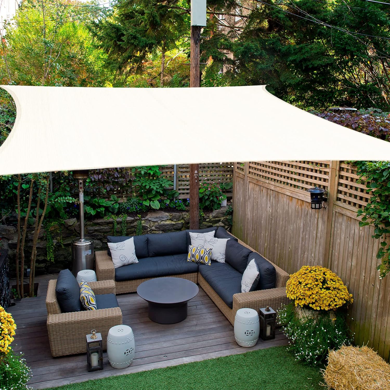 Toldo Vela 3x3 m. Transpirable, Protección UV, color blanco. Haikus