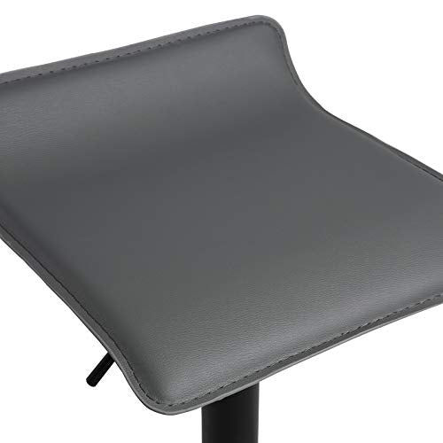 Pack 2X Taburetes altos de cocina de Acero Cromado Piel Sintética Gris. Detalle tapizado. WOLTU