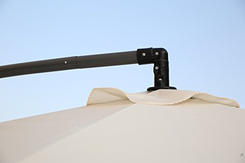 Detalle de parte superior de la Sombrilla Excéntrica con Manivela para Patio Exterior, Grande y Estable. Crema. Angel Living 3M