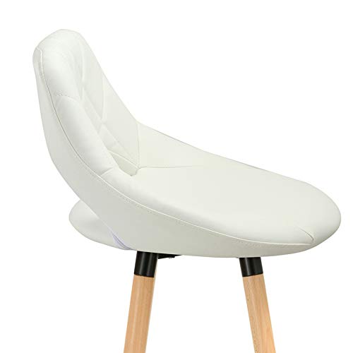 2 Taburetes Altos de Bar de Diseño con Respaldo para Cocina, estructura de Madera Maciza y tapicería Imitación de Cuero Detalle de perfil. BH111ws-2. Woltu