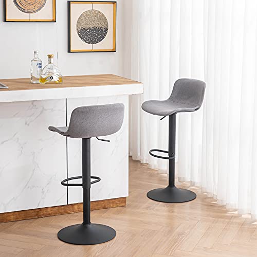 2X Taburete de Bar con Altura Ajustable y rotación de 360°, diseño ergonómico Moderno para Bar, Cocina y hogar, Gris oscuro. Vista en cocina. YOUNIKE