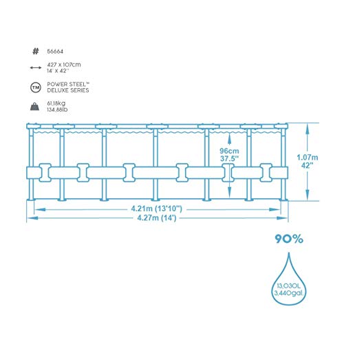 CaracterĂsticas de Piscina Steel Deluxe de 427 x 107 cm. de 13.000 litros. 56664 - Bestway | maxjardin