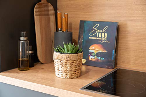 Maceta redonda trenzada para plantas fabricada con fibras marinas por Decorasian