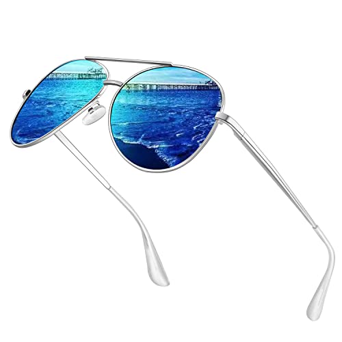 Gafas de sol Polarizadas Piloto Unisex Protección UV400 Azul Plateado V101 por VVA