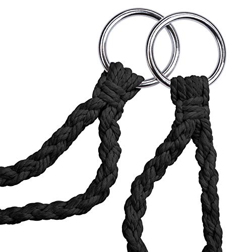 Detalle de las Argollas de la Silla Colgante con Cojín, Estructura de Acero, Ideal para Jardín Exterior Terraza Color Negro | No. 403115. TecTake