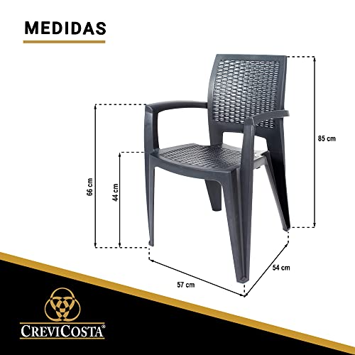 Lote 4 SILLAS Caribe Resina color Antracita GRAN OFERTA!, 85x54x44 cm. CREVICOSTA