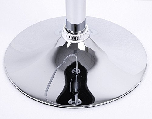 Detalle de pie redondo de Kit de 2 sillas de barra de cocina altas, tapizadas de Cuero Sintético Blanco Regulables en Altura y con Respaldo. BS9108. WOLTU