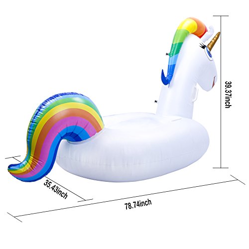 NEWYANG Unicornio Inflable Colchoneta - Juguete Hinchable Unicornio Piscina,PVC Adecuado para Piscinas de Verano y Playa para Adultos y Niños (Tamaño Grande) | maxjardin