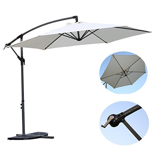 Detalles de la Sombrilla Excéntrica con Manivela para Patio Exterior, Grande y Estable. Crema. Angel Living 3M