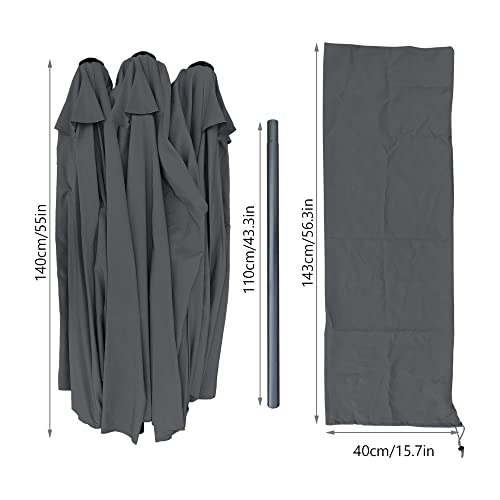 Medidas plegada de la Sombrilla Parasol Rectangular para Piscina, Mercado o Patio Exterior, 460 x 270 cm, Protección Solar UV50+, Doble Gris. VOUNOT