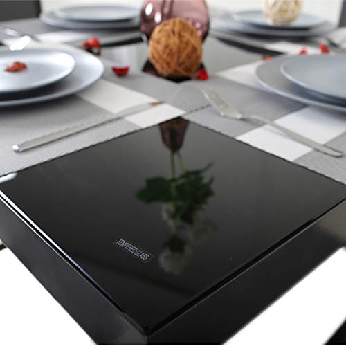 Detalle de esquina de Mesa Korfu de aluminio gris antracita y tablero de cristal, 90 x 90 x 74 cm. Chicreat