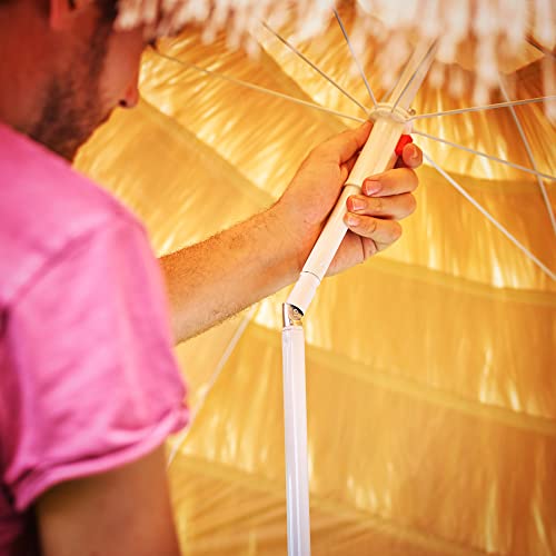 Inclinando el ángulo con articulación de la Sombrilla de Playa Hawaiana Ø 160cm Inclinable de Rafia o paja Color Natural. Kingsleeve