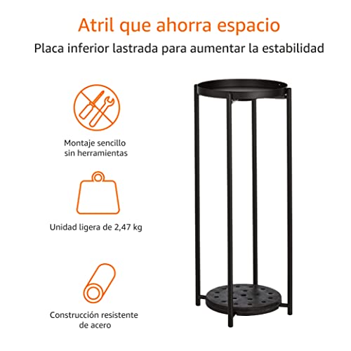 Soporte para maceta. Jardinera en negro. Amazon Basics