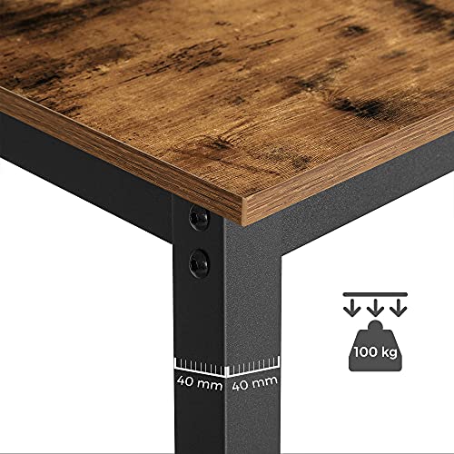 Mesa alta con 2 Taburetes de Barra para Desayuno. Barra alta de Cocina con Sillas para Salón, Sala de Fiestas o cocina de estilo Industrial Rústico, Marrón. Detalle espesor tubos metálicas y peso soportado de 100 kg. LBT15X. VASAGLE