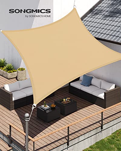 Vela de Sombra de 3x4 m, Impermeable con Columna de Agua de 665 mm, Protección Solar, Protección UV 93%, Terraza, Jardín, Balcón, Rectangular, Cuerdas de 2 m, Amarillo Arena GSH34EY. SONGMICS