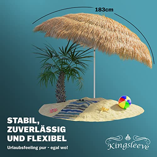 Estabilidad y flexibilidad de la Sombrilla de Playa Hawaiana Ø 160cm Inclinable de Rafia o paja Color Natural. Kingsleeve