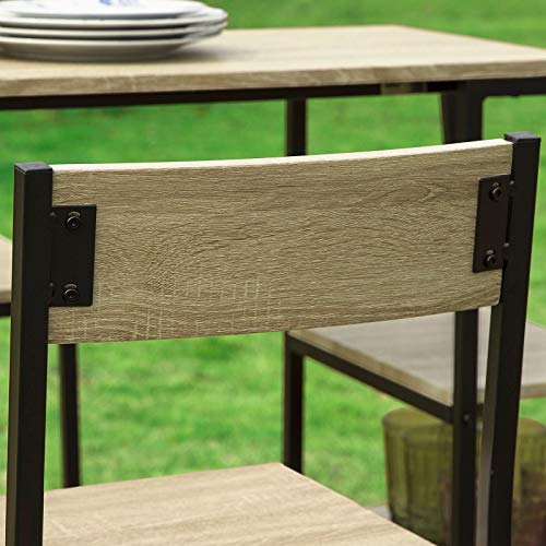 Detalle respaldo de taburete de Juego de 3 Piezas con 2 Taburetes y 1 Mesa Estilo Industrial con 3 estantes para cocina, ES. OGT16-N. SoBuy