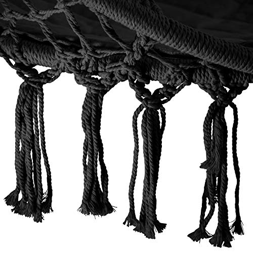 Detalles de los flecos de la Silla Colgante con Cojín, Estructura de Acero, Ideal para Jardín Exterior Terraza Color Negro | No. 403115. TecTake