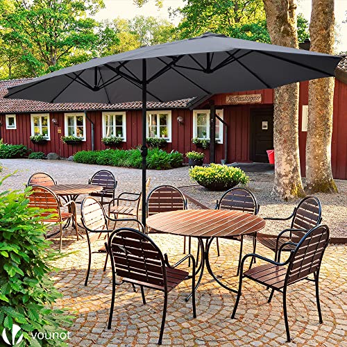 Bonito patio exterior con la Sombrilla Parasol Rectangular para Jardín, Piscina o Mercado Patio Exterior, 460 x 270 cm, Protección Solar UV50+, Doble Gris. VOUNOT