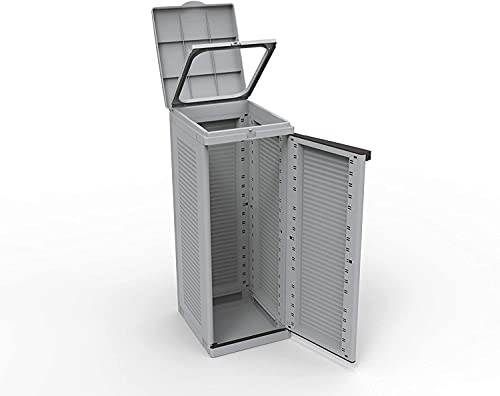 Contenedor para la Recogida Selectiva de Residuos, 1 Compartimento. Gris, 34.5x39x88.7 cm. Ecocab 1. Terry. Detalle puerta y tapa abiertas