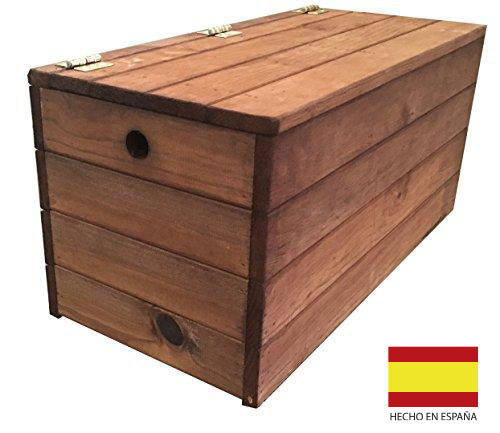 Baúl Banco Marrón de Madera tratada para Exterior. Totalmente Montado: 60x30x30cm. AD servicios | maxjardin