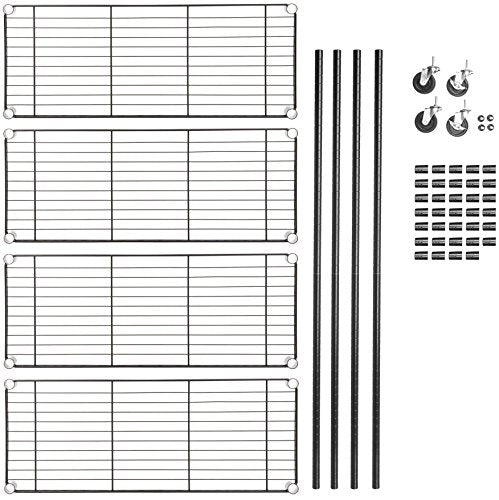 Set de piezas de Estantería de 4 baldas, con ruedas - Negro. Amazon Basics | maxjardin