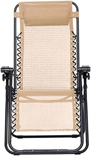 Tumbona Gravedad Cero, Beige. Silla Plegable. Amazon Basics | maxjardin