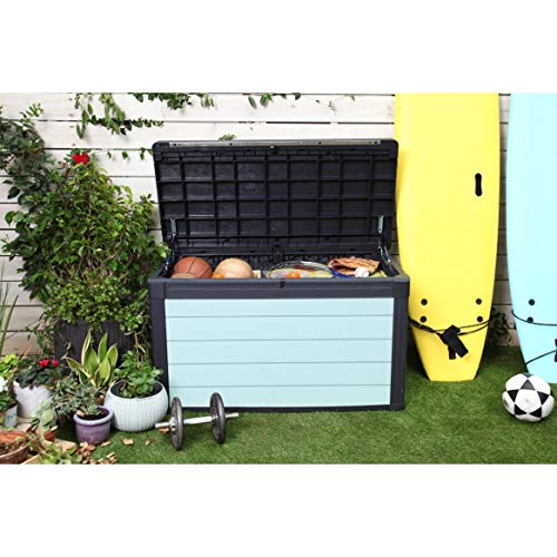 Arcón Exterior Denali 100, 390 litros, gris, 122.9 x 62.1 x 70.6 cm. Keter. Detalle ambiente