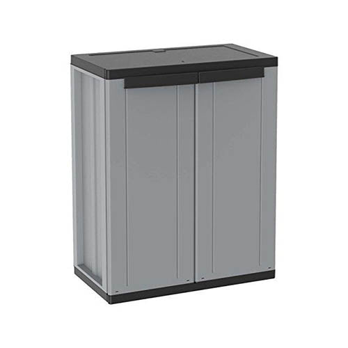 Terry, Jline 68, Armario 2 Puertas y 1 Estante Interno, 68x37,5x85 cm. Gris/Negro | maxjardin