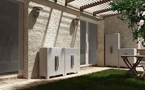 Armario Modular Terry Transforming 2 módulos en patio Multifunción 2 Puertas, Material: Plástico, Dimensiones: 78x43.6x101.6 cm, Gris/negro | maxjardin