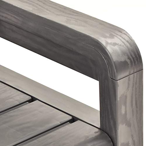 Banco Arcón Exterior Banco de almacenaje de jardín plástico Gris Antracita 132,5 cm. Eden Garden Bench. Tidyard. Detalle reposabrazos