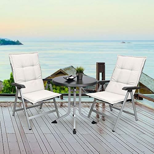 Cojín para sillas de Exterior, tumbonas, mecedoras o Asientos con Respaldo Alto Base HL 120x50x6 Placas compactas de gomaespuma Natural. Vista en ambiente de terraza. Beautissu | maxjardin