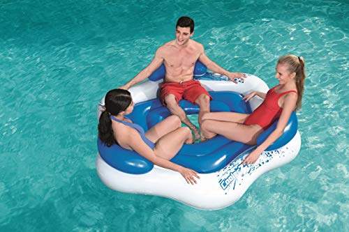 Colchoneta gigante para 3 personas Hinchable con Respaldo 199x176 cm. Vista con amigos en piscina. 43111 - Bestway